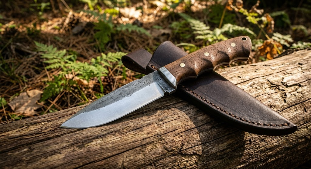 Fixed blade hunting knife with sheath